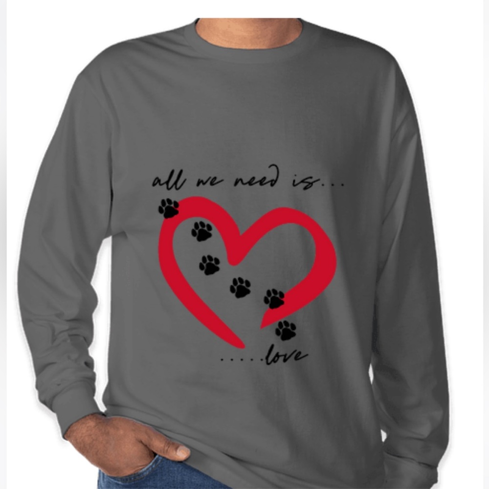 NWT - All We Need is Love! Paw Print Long Sleeve T-Shirts